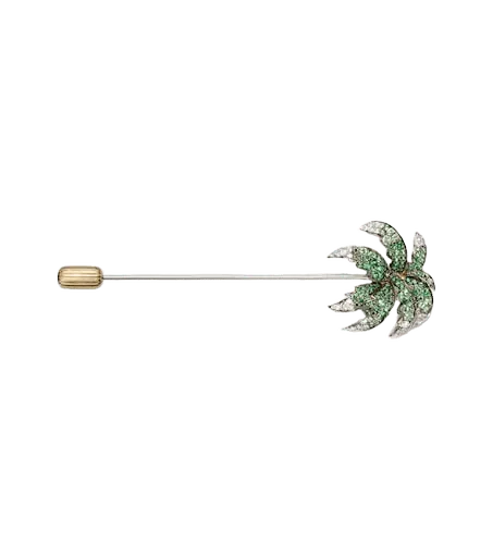 Palmier 9kt gold brooch with tsavorites and diamonds