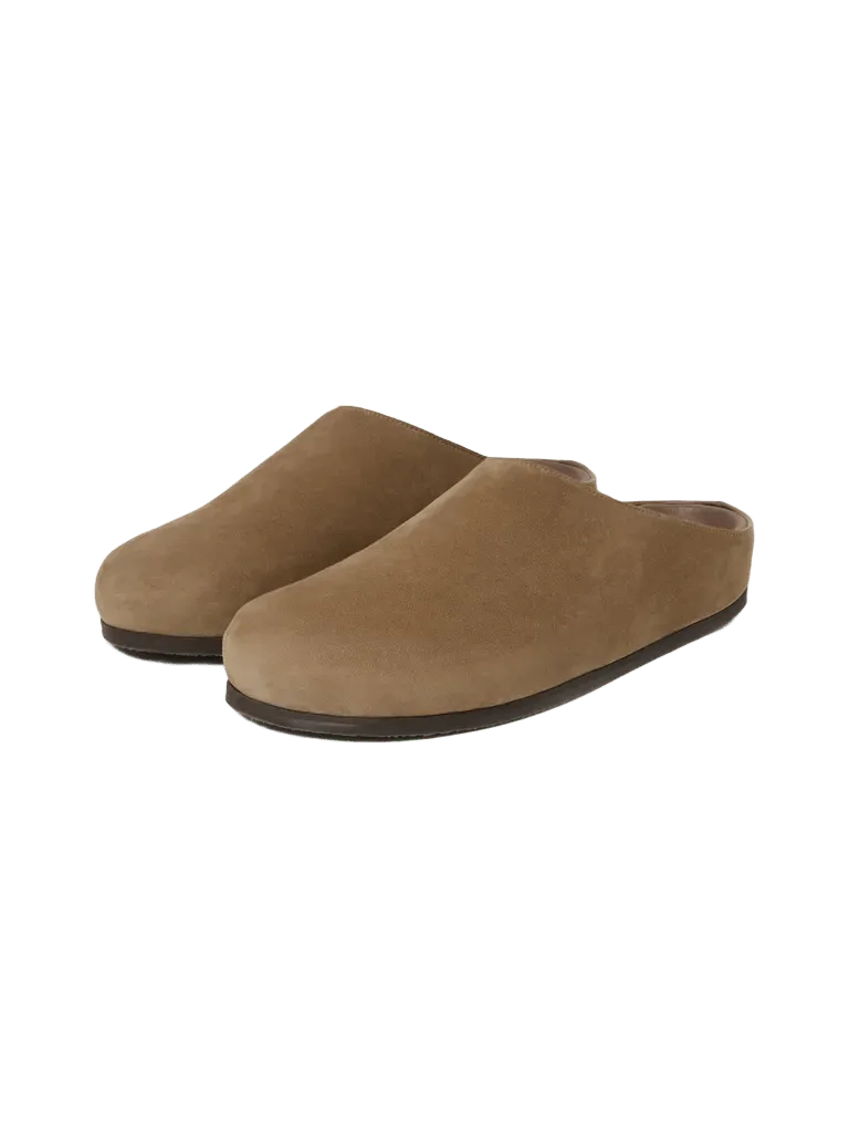 Men's Wearing Nabuk Clog in Taupe