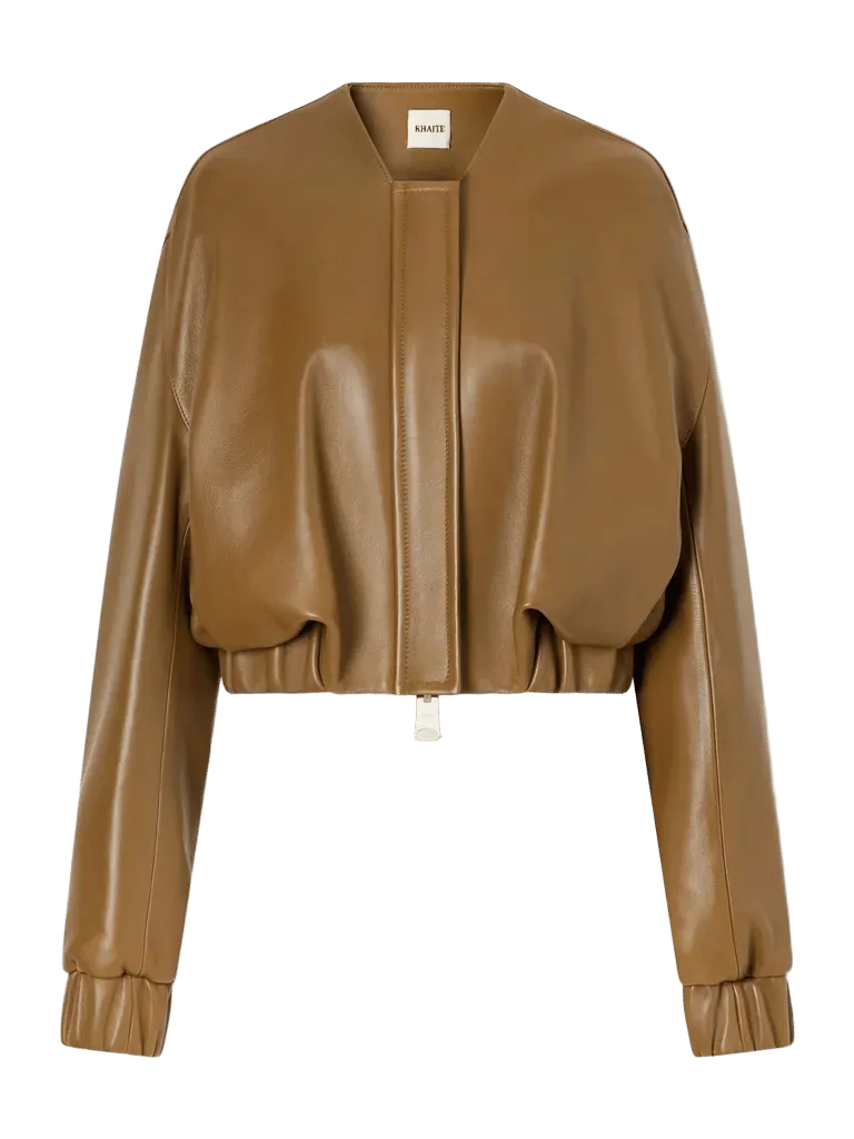 Cordan cropped leather bomber jacket