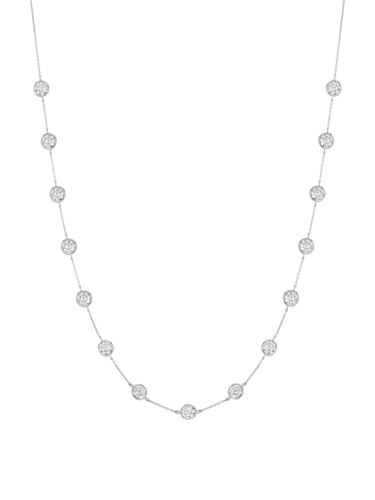 14K CLEMENCE NECKLACE IN 7.50CTS LAB DIAMOND, 14K WHITE GOLD