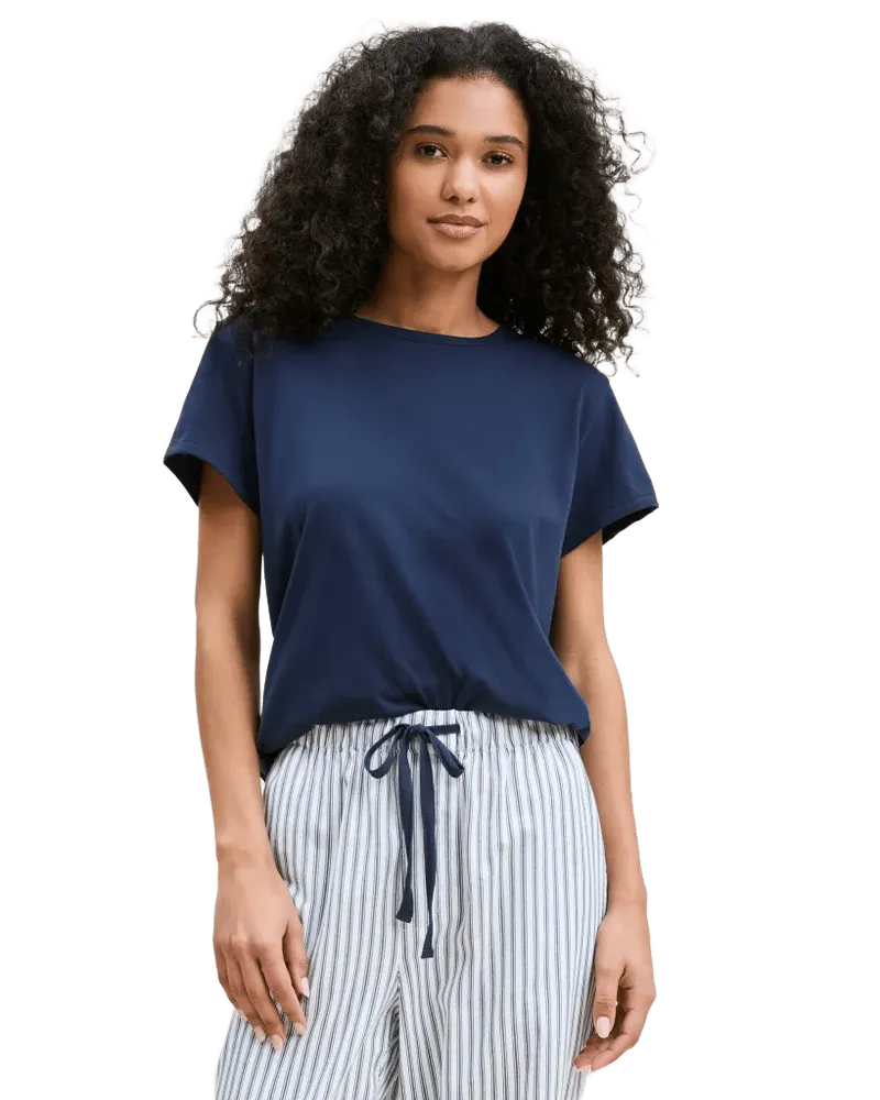 Women's Pima Essential Crew Neck Tee in Navy