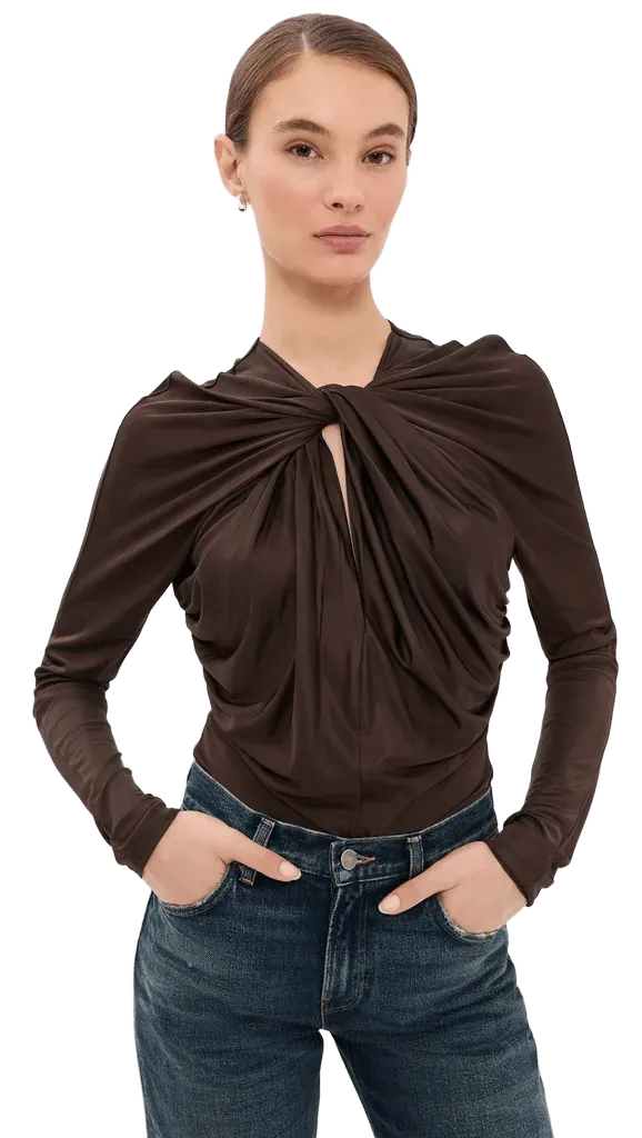 Twist Detail Viscose Jersey Bodysuit