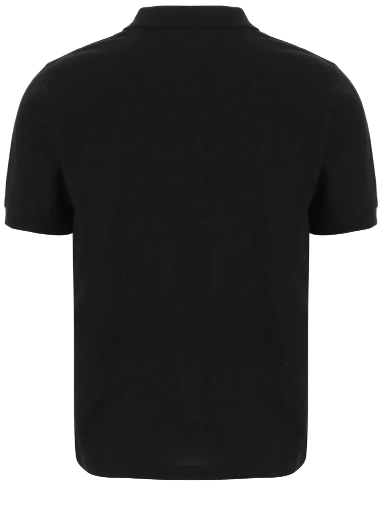 Saint Laurent Embroidered Logo Cotton Polo Shirt — Black