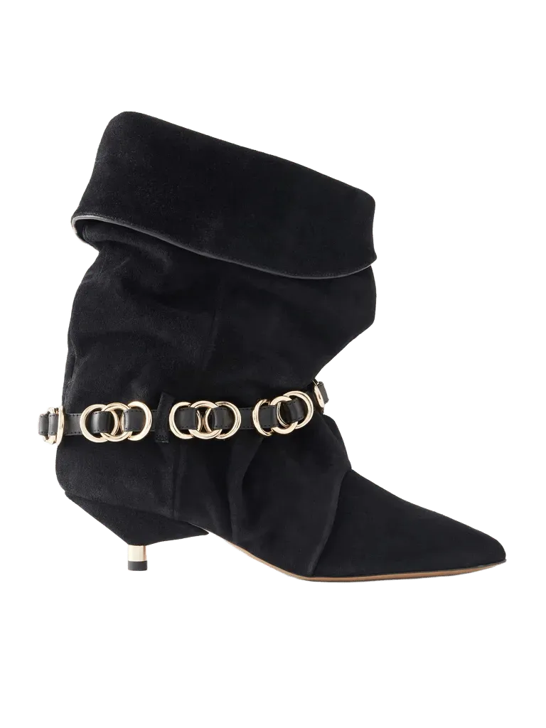 Edrik 40 embellished leather-trimmed suede ankle boots