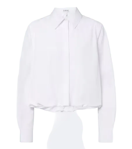 Cropped cotton poplin shirt