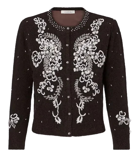 Beaded wool-blend cardigan