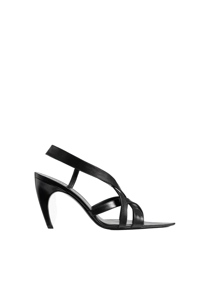 Sadie Sandal in Black Glazed Leather