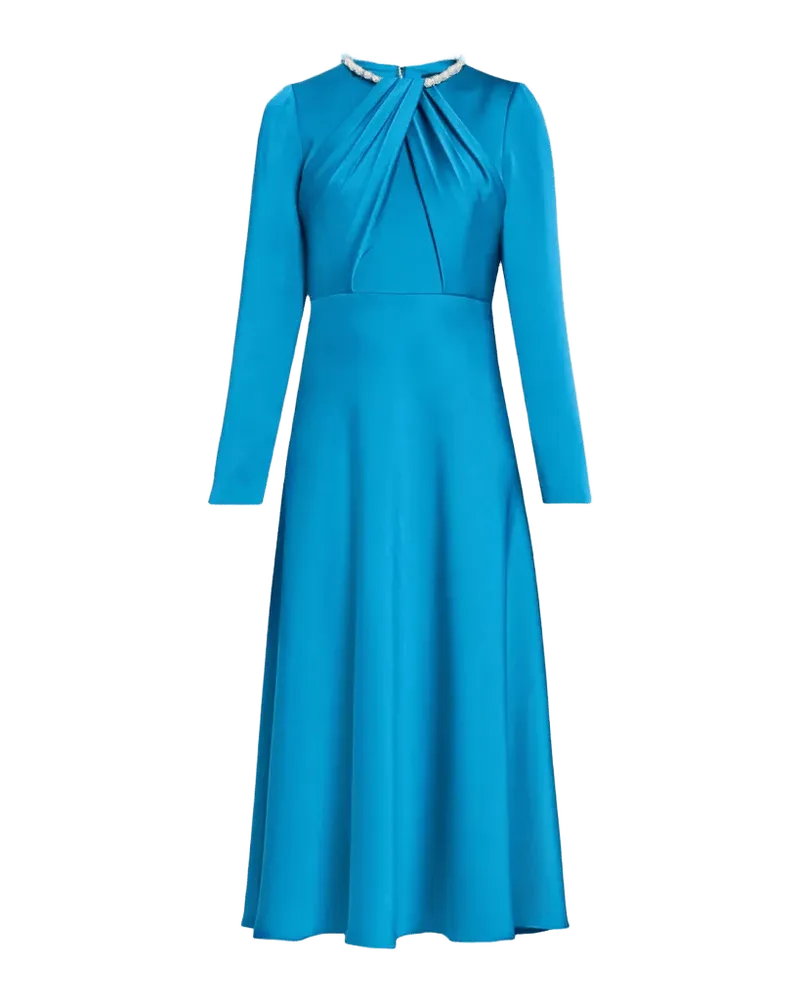 Crystal-Trim Crepe Back Satin Midi Dress
