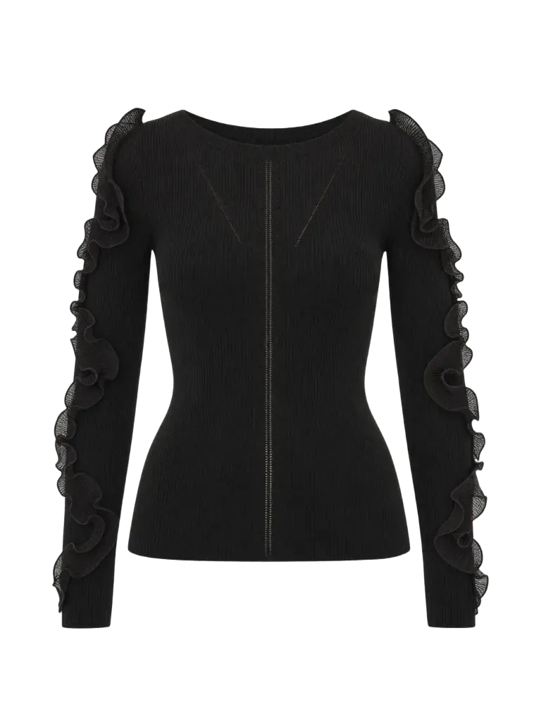 LIU JO ruffled ribbed-knit sweater