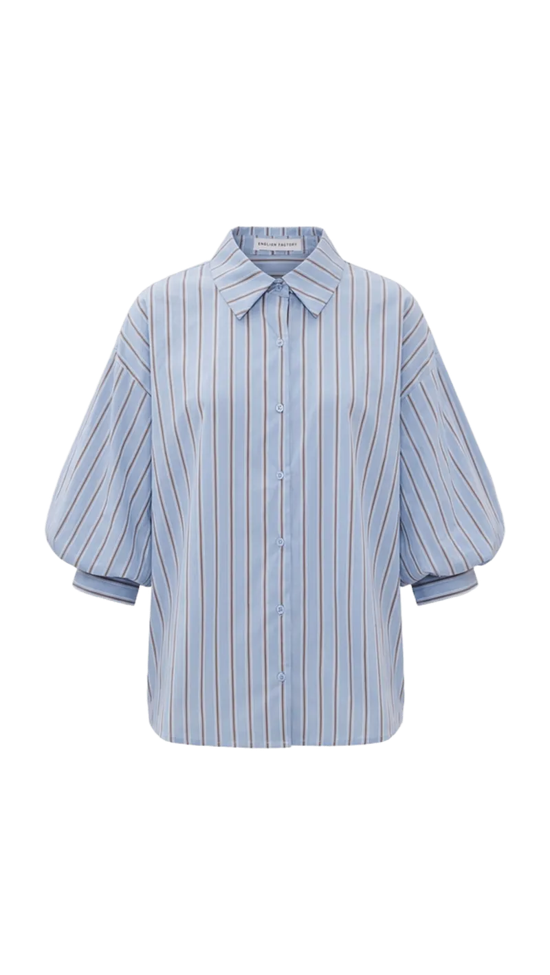 Striped Balloon Sleeve Shirt