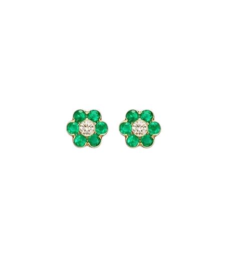 Flora 18kt gold earrings with emeralds and diamond