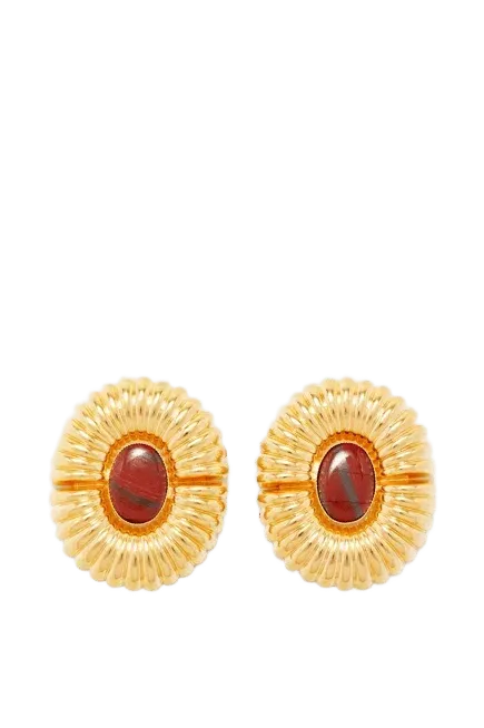 Earrings with stones - Gold & Red