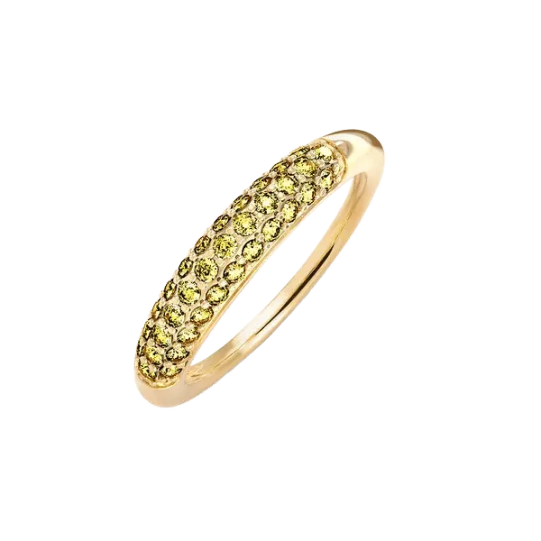 Adelaide Pavé Canary Diamond Ring in 14k Gold