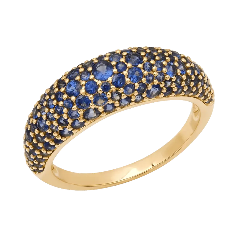 Blue Sapphire Crescent Domed Ring