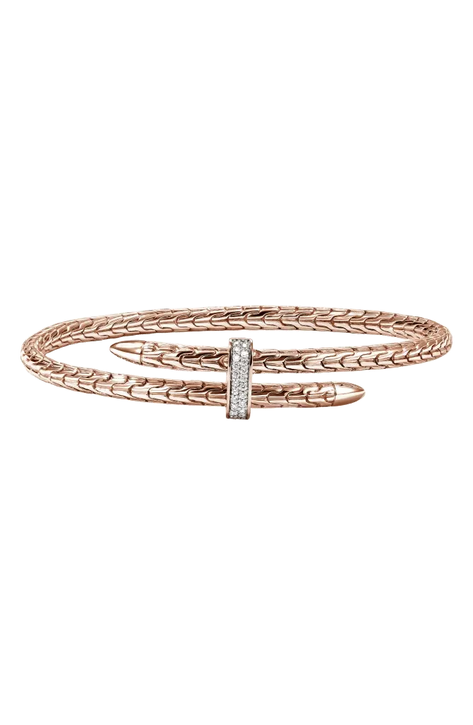 Spear Flex Cuff, Gold, Diamonds, 4mm