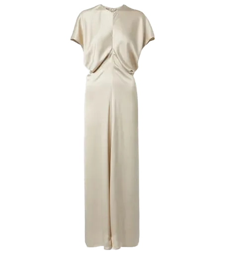 Bridal Slouch draped satin maxi dress