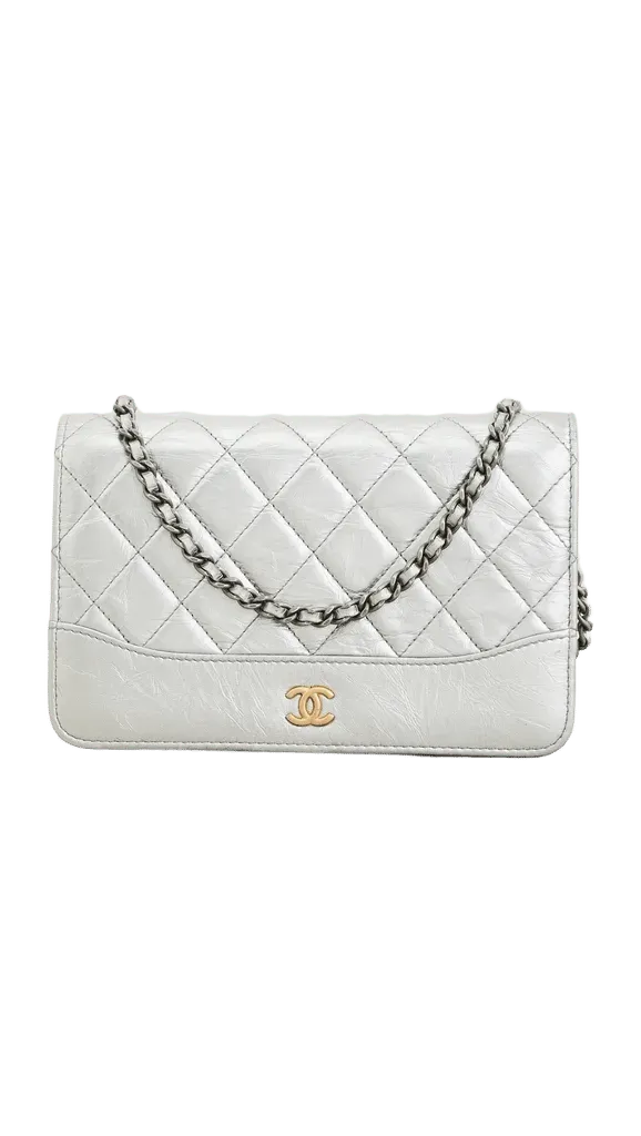 Chanel Silver Metallic Gabrielle Wallet On Chain