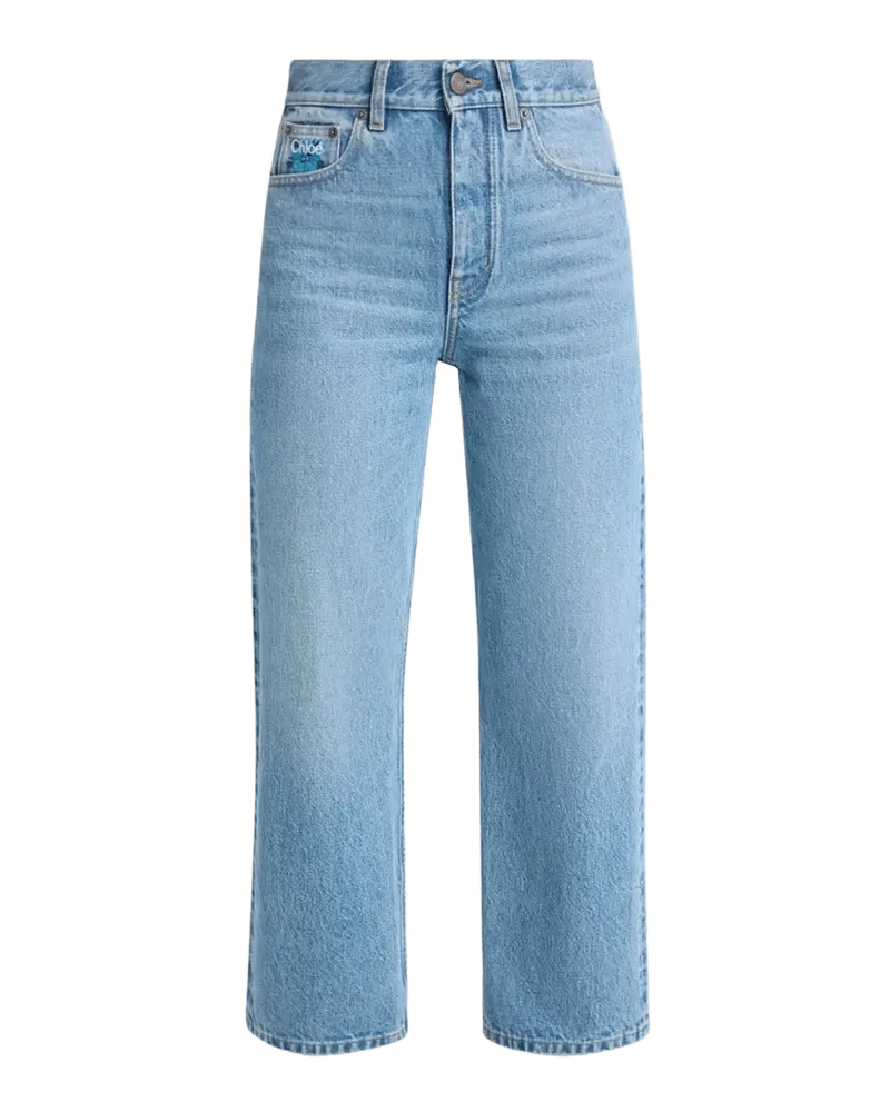 Embroidered-Logo Straight Jeans