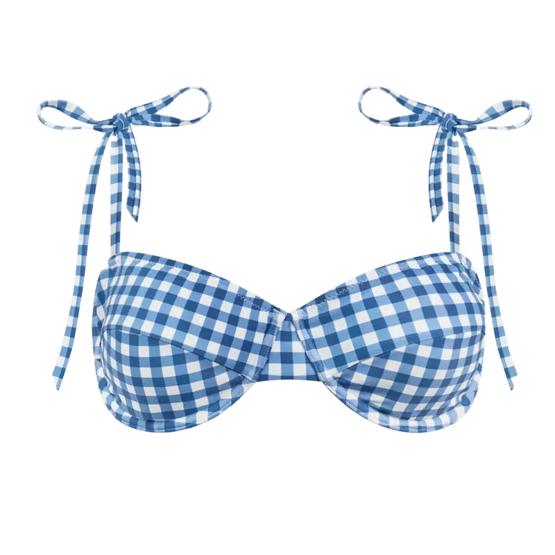 Women's Navy Picnic Gingham Bikini Top