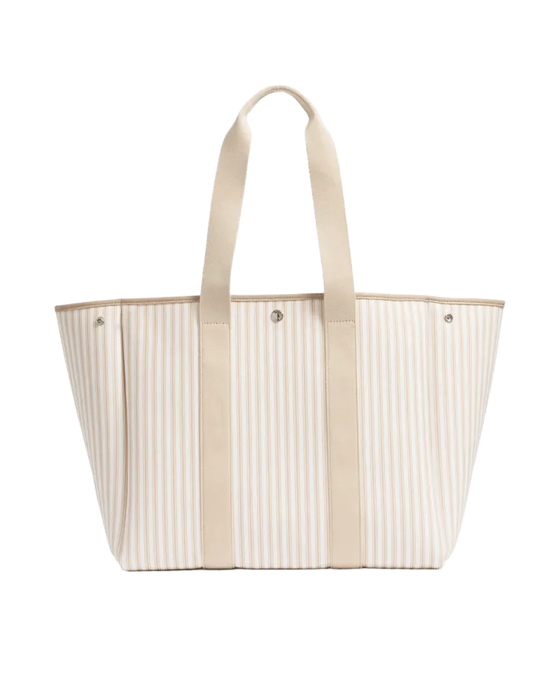 The Beckett Canvas Tote Bag in Camel Ticking