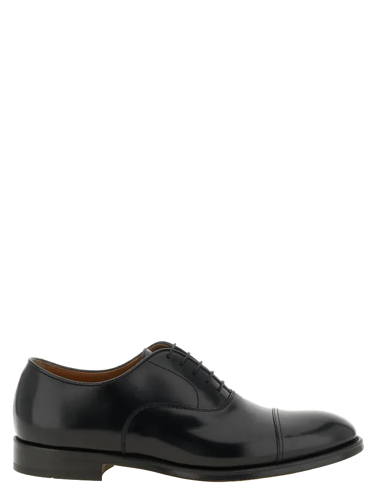 Doucal's Cap-Toe Leather Oxford — Black