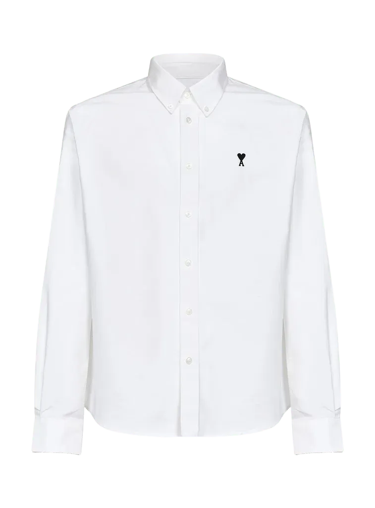 AMI Paris Cotton Button-Down Shirt — White