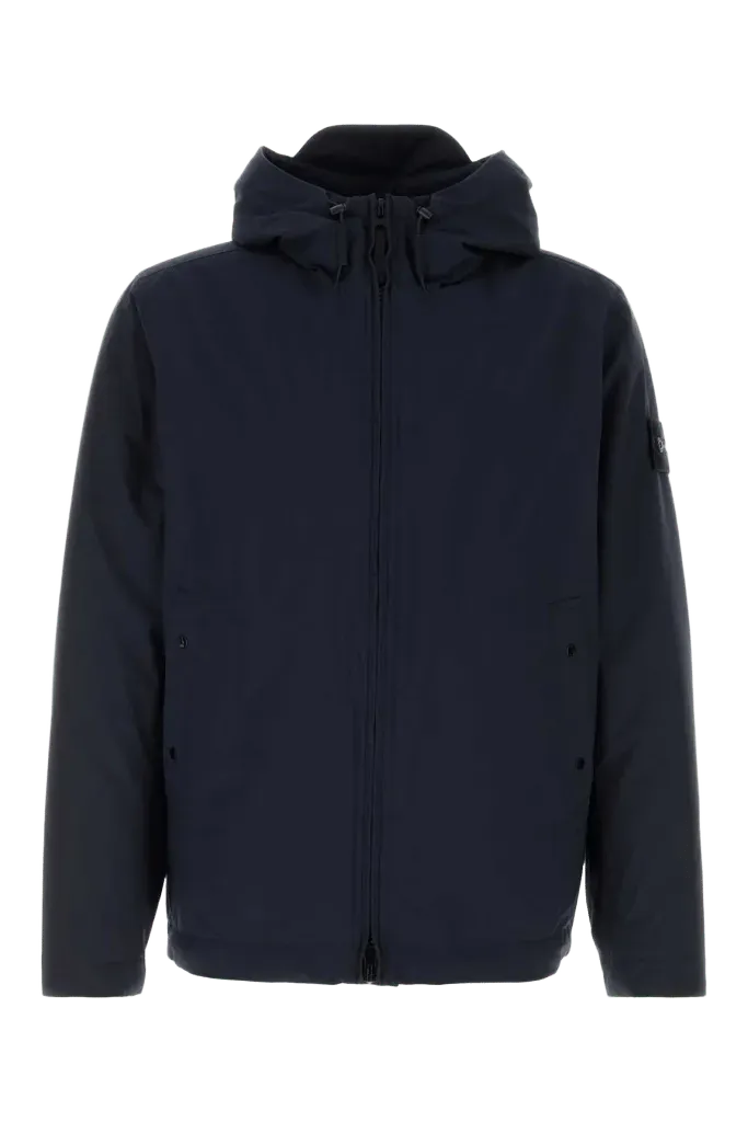 Stone Island Hooded Lightweight Down Jacket — Navy