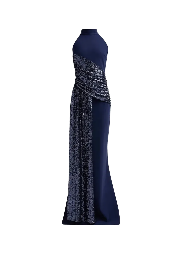 Virgo Sequined Column Gown