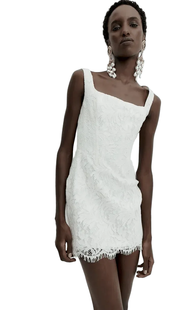 Amba Cotton-Blend Lace Mini Dress