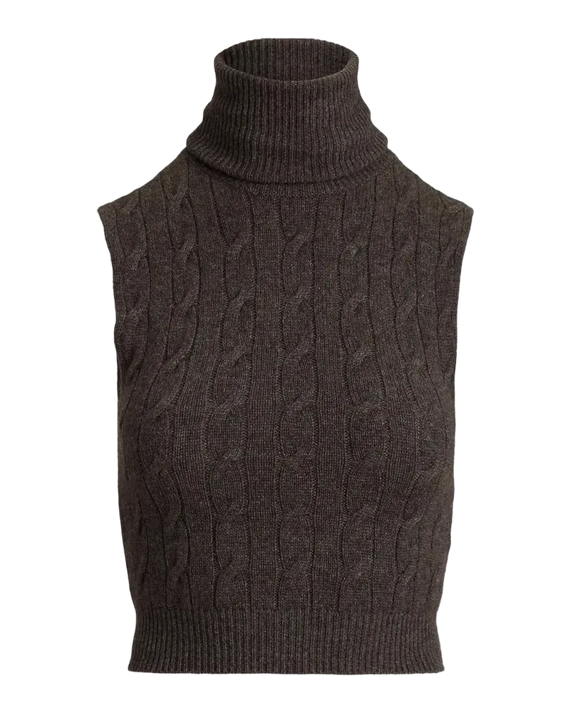Embellished Cashmere Cable Sleeveless Turtleneck Sweater