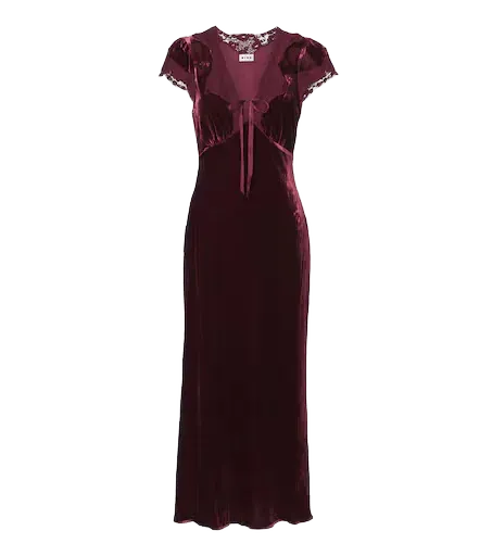 Amari lace-trimmed velvet midi dress