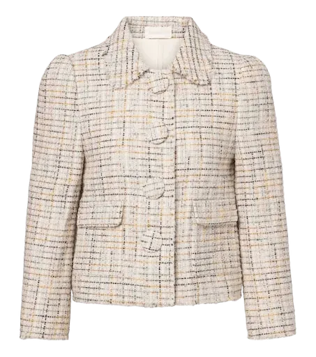 Checked cotton-blend cropped jacket