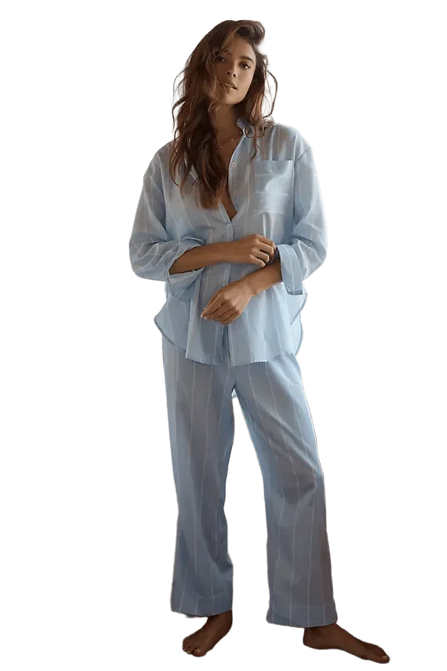 Papinelle 100% Cotton Sateen Striped Pajama Set