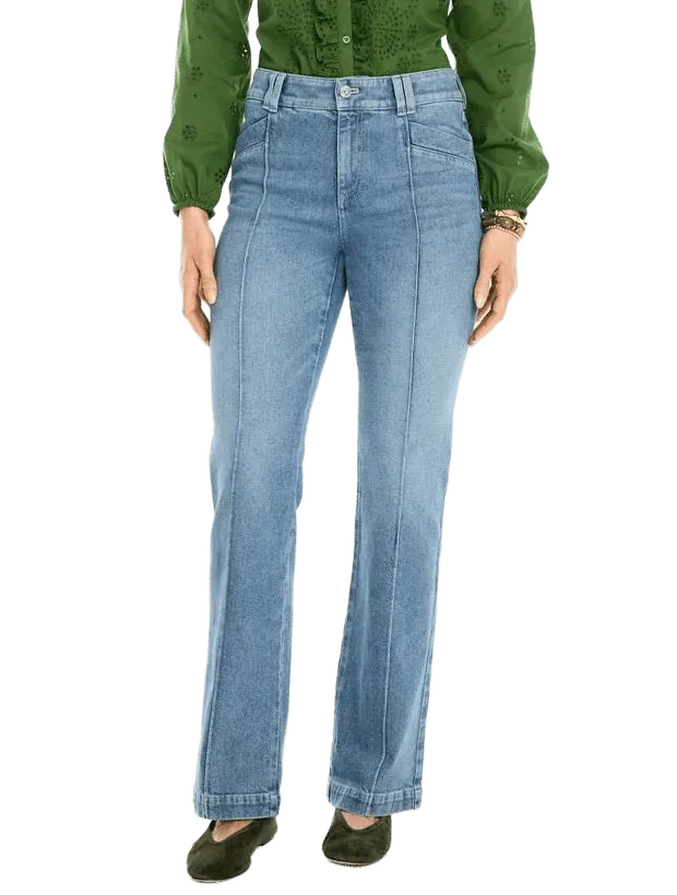 Flare Leg Pintuck Jeans - Brentwood Wash