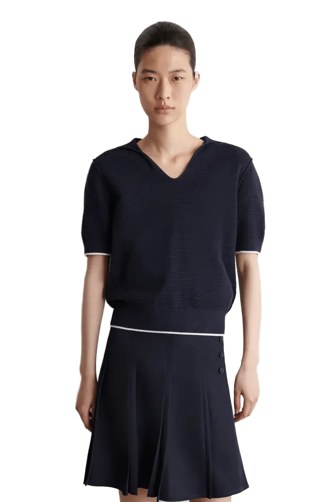 SAILOR-COLLAR KNITTED TOP