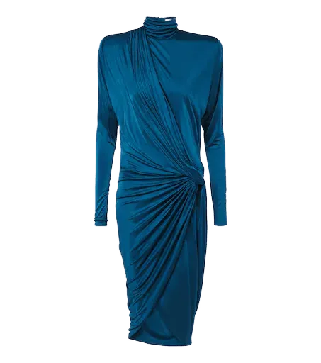 Gathered jersey midi dress