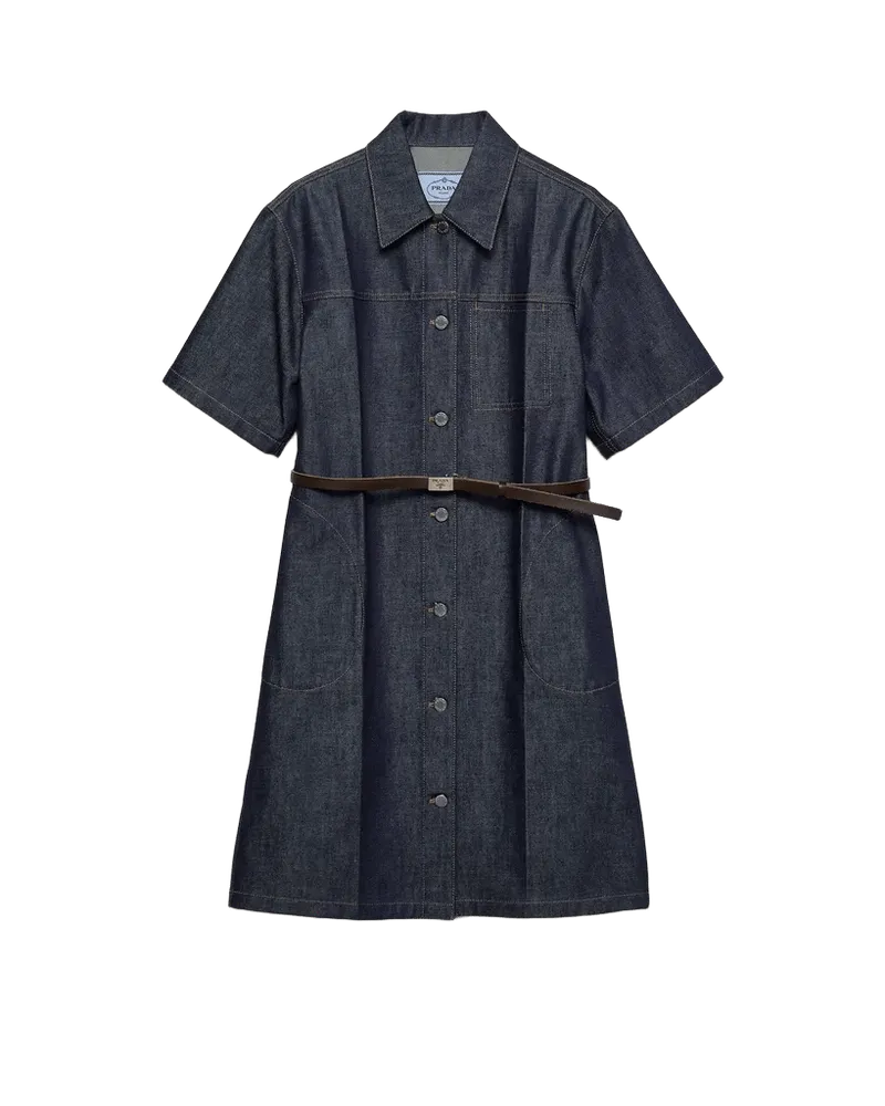 Belted denim dress