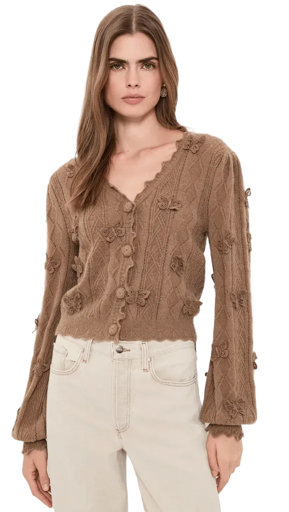 Richilieu Butterflies Artisanal Knit Cardigan