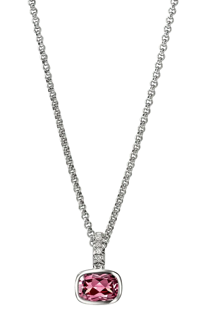 Rhodalite & Diamond Pendant Necklace