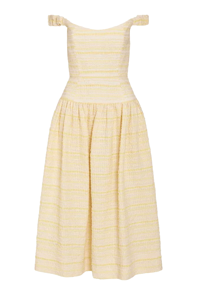 Georgie Lemon Textured Stripe Midi Dress