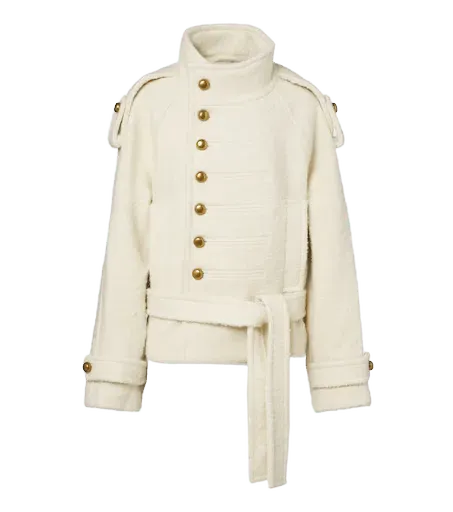 Belted wool and alpaca-blend jacket