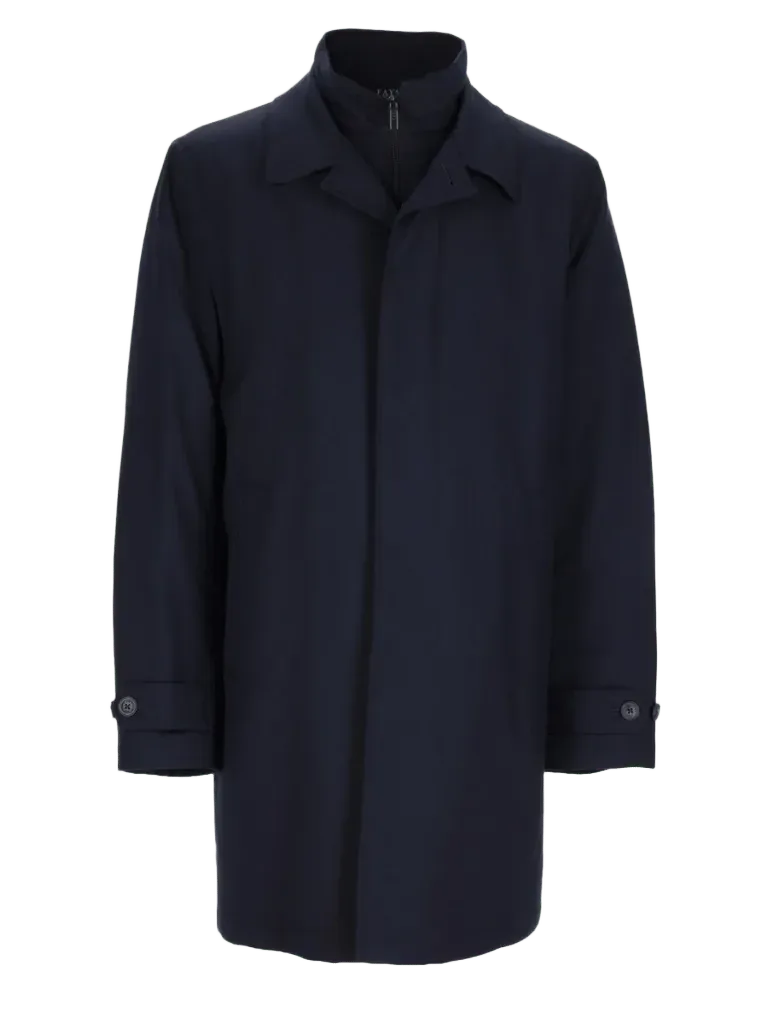 Fay Anti-Crease Virgin Wool Coat — Navy