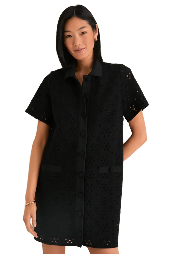 Noir Crochet Tile Jeanine Shift Dress
