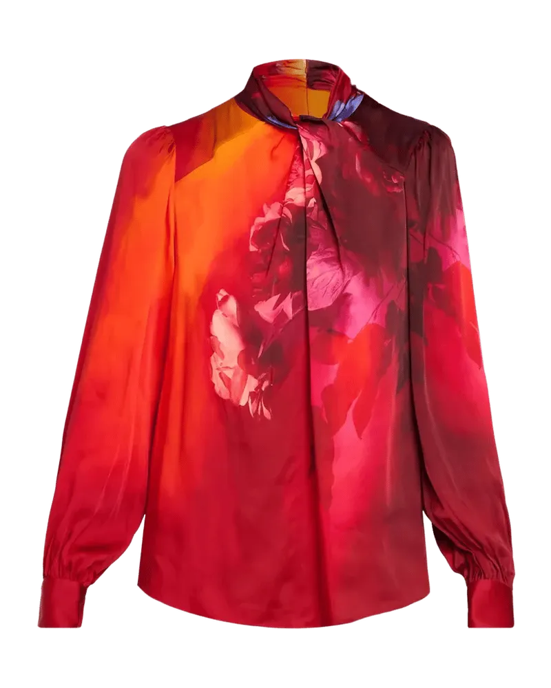 The Lola Gradient Floral Silk-Blend Blouse