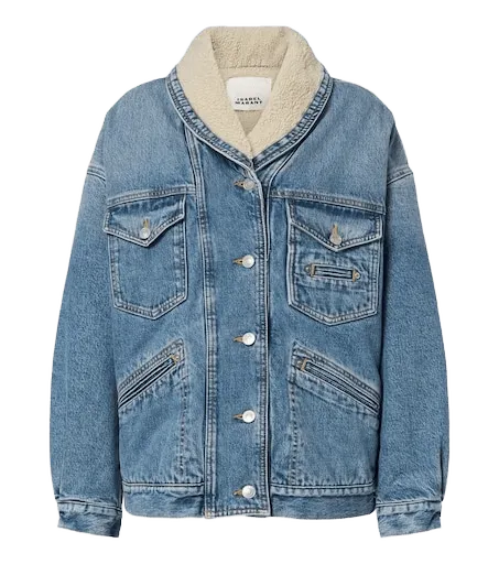 Pimia fleece-trimmed denim jacket