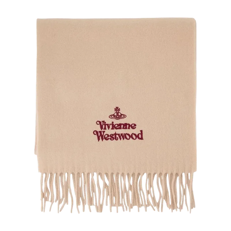 Vivienne Westwood Wool Fringed Scarf — Beige