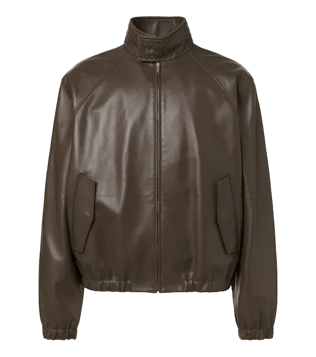 Intrecciato leather blouson jacket