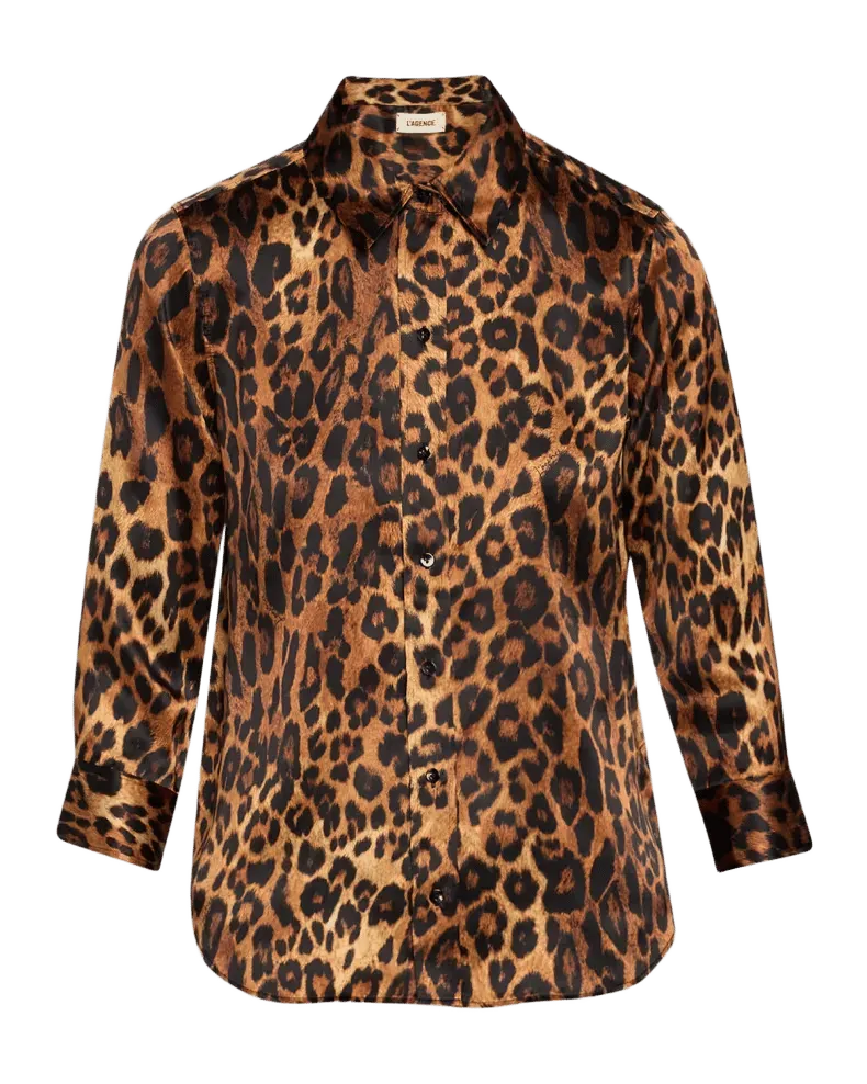 Dani 3/4-Sleeve Leopard Blouse