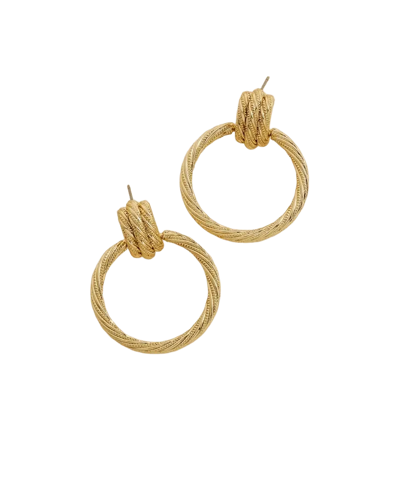 Vintage-Inspired Textured Door Knocker Hoop Earrings