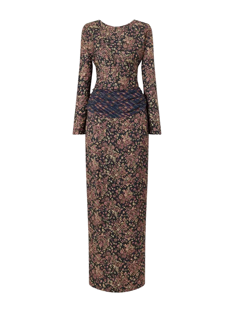 Floral-print crepe midi dress
